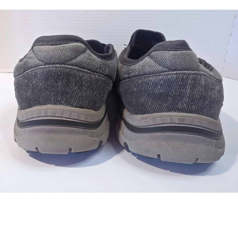 Skechers Relaxed Fit Charcoal Canvas Slip On Shoe Air Cooled Memory Foam SZ 12